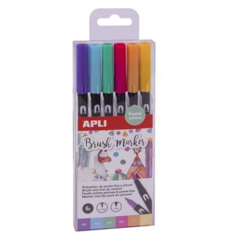 ROTUL.APLI DOBLE PUNTA PINCEL COLORES PASTEL ESTUC