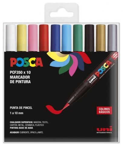 ROTUL.UNI-POSCA PINCEL( PCF-350) ESTUCHE DE 10 SUR