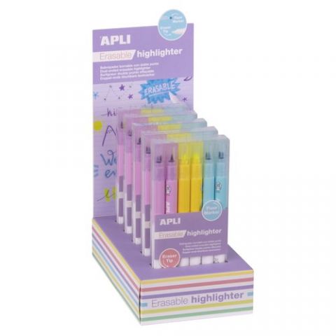 MARCADOR FLUOR APLI DOBLE PUNTA BORRABLE BLISTER D