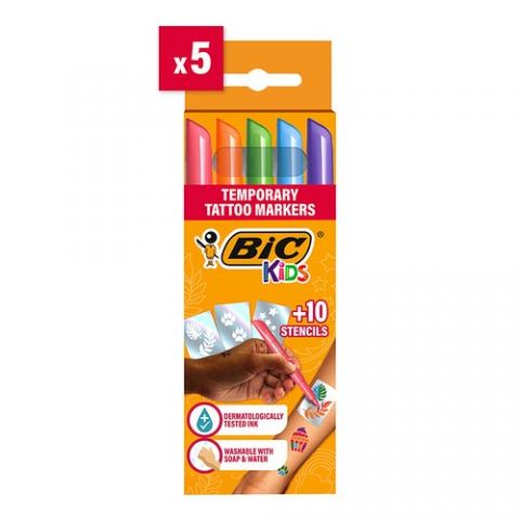 ROTULADOR FIBRA BIC KIDS TEMPORARY TATTO CAJA de 5