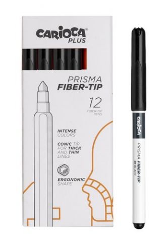 ROTULADOR FIBRA CARIOCA PLUS CAJA de 12 NEGRO