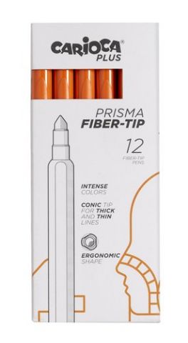 ROTULADOR FIBRA CARIOCA PLUS CAJA de 12 NARANJA