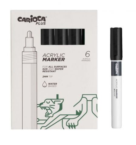 ROTULADOR ACRILICO CARIOCA PLUS CAJA de 6 NEGRO