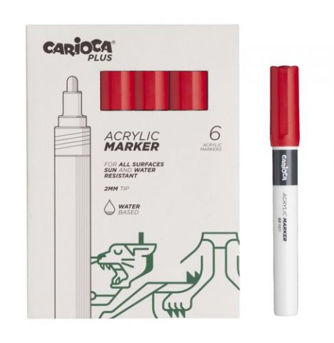 ROTULADOR ACRILICO CARIOCA PLUS CAJA de 6 ROJO