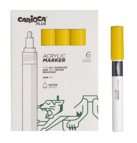 ROTULADOR ACRILICO CARIOCA PLUS CAJA de 6 AMARILLO
