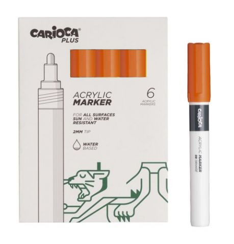 ROTULADOR ACRILICO CARIOCA PLUS CAJA de 6 NARANJA