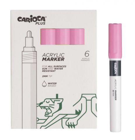 ROTULADOR ACRILICO CARIOCA PLUS CAJA de 6 ROSA