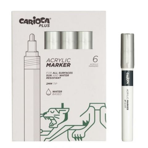 ROTULADOR ACRILICO CARIOCA PLUS CAJA de 6 PLATA