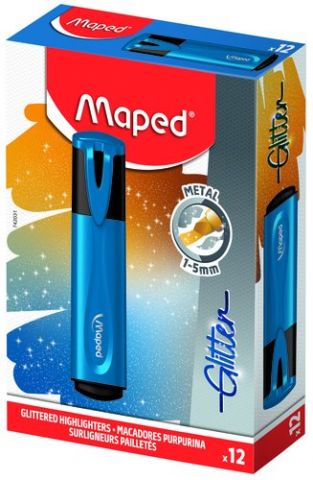 MARCADOR FLUOR MAPED FLUO GLITTER  AZUL METALIZADO