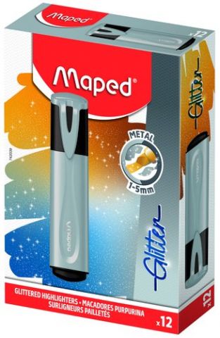 MARCADOR FLUOR MAPED FLUO GLITTER  PLATA