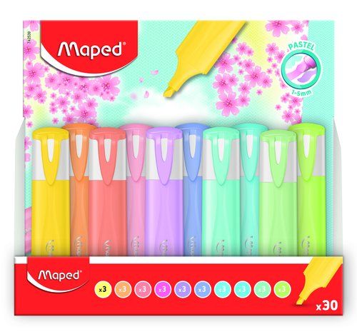 MARCADOR FLUOR MAPED CLASSIC PASTEL EXPOSITOR de 3