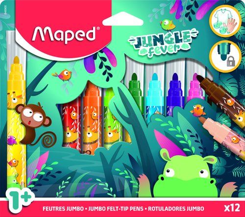 ROTULADOR FIBRA MAPED JUNGLE FEVER JUMBO ESTUCHE d