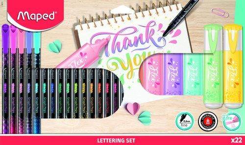 ROTULADOR FIBRA MAPED LETTERING SET de 22