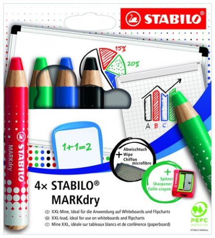 MARCADOR PIZARRA STABILO MARKDRY SURTIDO ESTUCHE D