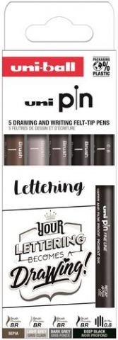 ROTULADOR CALIBRADO UNI-BALL PIN SET 5P LETTERING