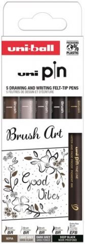 ROTULADOR CALIBRADO UNI-BALL PIN SET 5P BRUSH ART