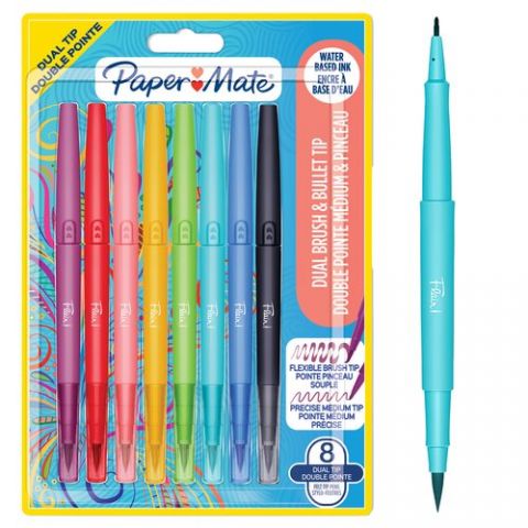 ROTULADOR PAPER MATE DOBLE PUNTA PINCEL BLISTER de
