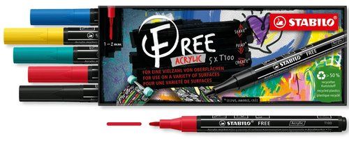 MARCADOR ACRYLIC STABILO FREE T100 ARTY LINE 1-2 m