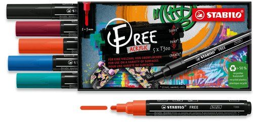 MARCADOR ACRYLIC STABILO FREE T300 ARTY LINE 2-3 m