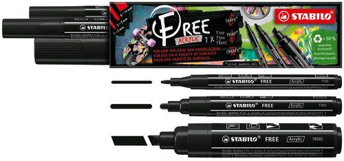 MARCADOR ACRYLIC STABILO FREE ARTY LINE NEGRO ESTU