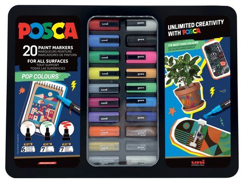 ROTUL.UNI-POSCA CAJA METALICA 20 COLORES POP SURTI