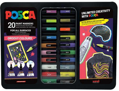 ROTUL.UNI-POSCA CAJA METALICA 20 COLORES GROOVY SU