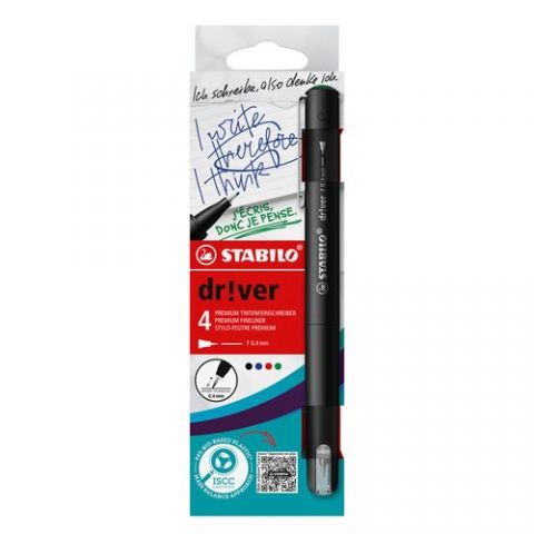 ROTULADOR FIBRA STABILO D!VER PUNTA F ESTUCHE de 4