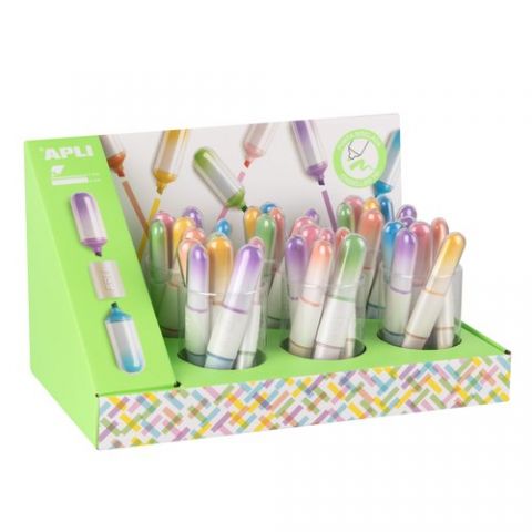 MARCADOR FLUOR APLI DOBLE PUNTA DUAL MINI EXPOSITO