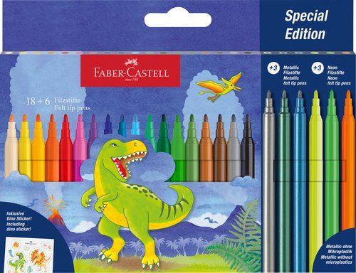 ROTULADOR FABER-CASTELL DINOSAURIOS ESTUCHE de 18+