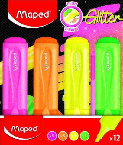 MARCADOR FLUOR MAPED NEON GLITTER EXPOSITOR de 12