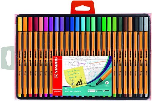ROTULADOR FIBRA STABILO POINT 88 ESTUCHE de 25