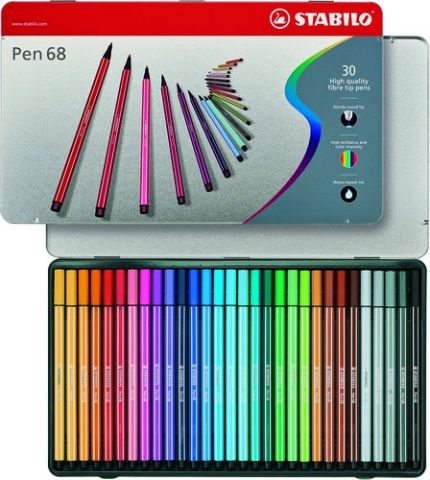ROTULADOR FIBRA STABILO PEN 68 CAJA METALICA de 30