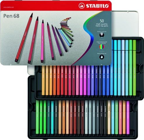 ROTULADOR FIBRA STABILO PEN 68 CAJA METALICA de 50