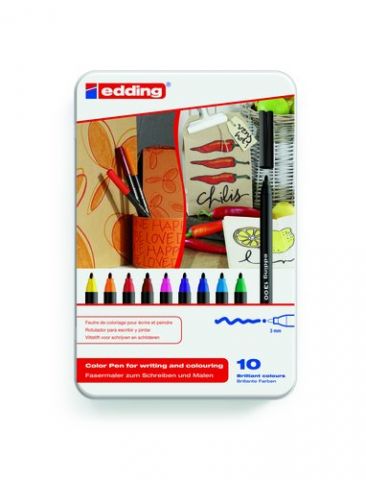 ROTULADOR FIBRA EDDING 1300 CAJA de METAL de 10