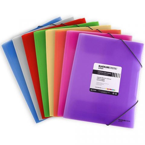 CARPETA de GOMAS y SOLAPAS GRAFOPLAS PP BLACKLINE