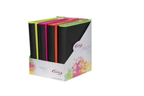 CARPETA de ANILLAS PARDO BORDE NEON CARTON FORRADO