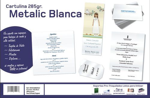 CARTULINA METALIZADA 32x45 cm YOSAN  285g BLANCO I