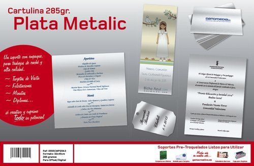 CARTULINA METALIZADA 32x45 cm YOSAN  285g PLATA BR