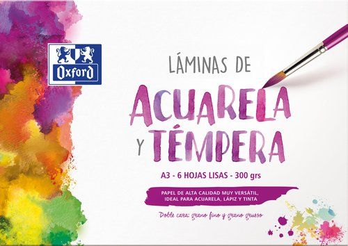 LAMINA OXFORD ACUARELA A3 6h LISO