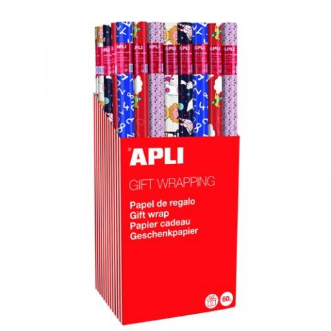 PAPEL de REGALO ROLLO APLI 0,7x2 m (CAJA de 55) IN