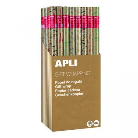 PAPEL de REGALO ROLLO APLI 0,7x2 m (CAJA de 55) KR