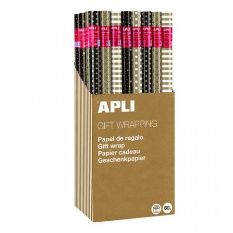 PAPEL de REGALO ROLLO APLI 0,7x2 m (CAJA de 55) KR