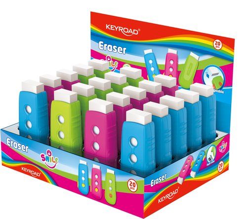 GOMA de BORRAR KEYROAD EXTRAIBLE SURTIDO EXPOSITOR