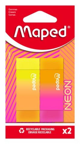 GOMA de BORRAR MAPED NEON BLISTER de 2