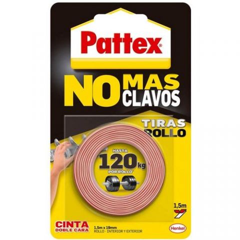 CINTA DOBLE CARA PATTEX NO MAS CLAVOS ROLLO 19mm x