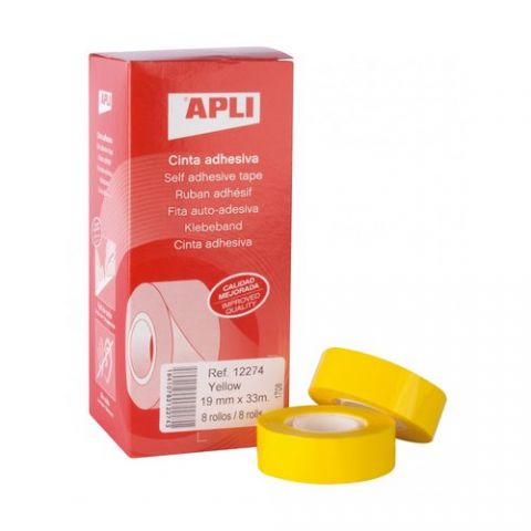 CINTA ADHESIVA APLI AMARILLA rollo 33x19