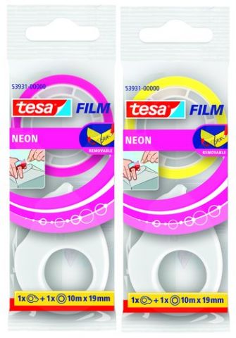 CINTA TESAFILM NEON SURTIDO rollo 10x19 con MINI P