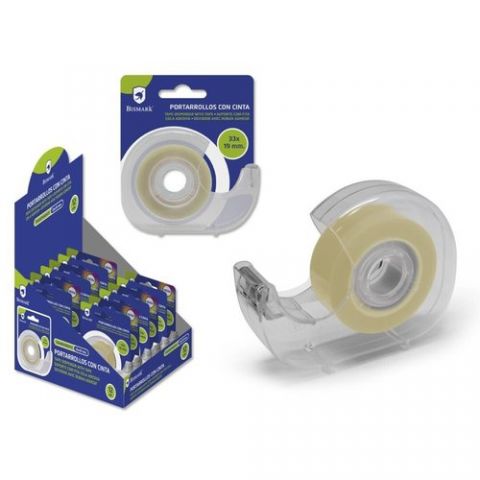 CINTA ADHESIVA BISMARK rollo 33x19 con PORTARROLLO