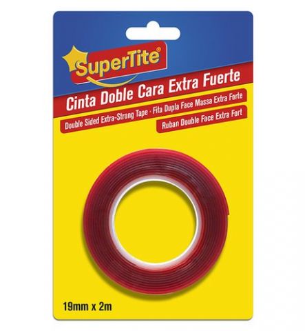 CINTA DOBLE CARA SUPERTITE rollo 2m x 19mm FUERTE