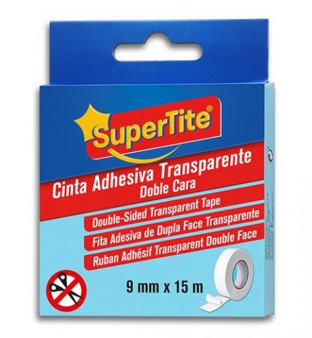 CINTA DOBLE CARA SUPERTITE rollo 15m x 9mm TRANSPA
